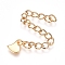 304 Stainless Steel Chain Extender, Curb Chain, with Charms, Heart, Golden, 58mm