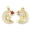 Eco-Friendly Brass Micro Pave Cubic Zirconia Pendants, with Glass Lead Free & Cadmium Free, Moon Charm, Real 18K Gold Plated, 22.5x18x4mm, Hole: 3.5mm