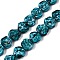Handmade Lampwork Beads Strands, Rose, Dark Cyan, 10.5x12x7~7.5mm, Hole: 0.9mm, about 50pcs/strand, 20.63''(52.4cm)