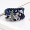4Pcs Bohemian Style Alloy & Glass & Acrylic Charm Bracelets Set, Butterfly & Anchor & Elephant, Antique Silver, Dark Blue, 7-1/8 inch(18cm)