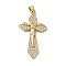 Rack Plating Brass Micro Pave Clear Cubic Zirconia Pendants, Long-Lasting Plated, Lead Free & Cadmium Free, Cross, Real 18K Gold Plated, 34.5x20x3mm, Hole: 4x3.5mm