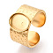 304 Stainless Steel Cuff Ring Components, Oval Pad Ring Setting, Ion Plating(IP), Real 18K Gold Plated, Tray: 10x8mm, 11.2mm, Adjustable