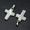 Shell Pendants, with Brass Findings, Cross, Platinum, 19~23x11~13x3~5mm, Hole: 2x5mm