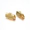 304 Stainless Steel Ribbon Crimp Ends, Rectangle, Golden, 9x15mm, Hole: 4.5x1.5mm, Inner Diameter: 14x5mm