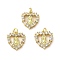 Rack Plating Real 18K Gold Plated Brass Pendants, with Cubic Zirconia, Long-Lasting Plated, Lead Free & Cadmium Free, Love & Saint, Clear, 15x13.5x2.5mm, Hole: 2mm