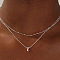 Brass Double Layer Small Letter Pendant Necklaces for Women, Platinum, Letter L, 15.75 inch(40cm)
