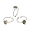 Natural Labradorite Open Cuff Ring, with Brass Findings, Oval, Inner Diameter: 18~18.7mm