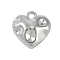 Rack Plating Alloy Pendants, Lead Free & Cadmium Free, Heart Charms, Platinum, 18.5x18x6.5mm, Hole: 2.5mm