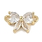 Brass Clear Cubic Zirconia Connector Charms, Cadmium Free & Nickel Free & Lead Free, Butterfly Links, Real 18K Gold Plated, 9x15x4mm, Hole: 1.2mm