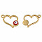 201 Stainless Steel Enamel Pendants, Heart with Evil Eye, Golden, Dark Red, 15x17x3mm, Hole: 1.6mm