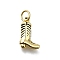 Brass Enamel Pendants, Cowboy Boots Charm, with Jump Ring, Long-Lasting Plated, Lead Free & Cadmium Free, Rack Plating, Real 18K Gold Plated, Black, 13x8.5x3mm, Hole: 3mm