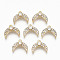 Brass Micro Pave Clear Cubic Zirconia Charms, Nickel Free, Moon, Real 18K Gold Plated, 12x13x3.5mm, Hole: 1.4mm