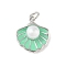 Brass Enamel Pendants, Shell Shape Charms with ABS Imitation Pearl Beads and Jump Rings, Rack Plating, Cadmium Free & Lead Free, Long-Lasting Plated, Platinum, Aquamarine, 16.5x14.5x6.5mm, Hole: 3.5mm