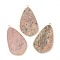 Natural Rhodochrosite Pendants, with Golden Brass Edge, Teardrop, 45x26.5x2mm, Hole: 2mm