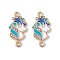 Alloy Enamel Connector Charms, Unicorn Links with Crystal Rhinestone, Light Gold, Cadmium Free & Nickel Free & Lead Free, Deep Sky Blue, 23x11.5x2mm, Hole: 1.6mm