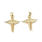 Brass Pendants, Wand with Wing, Real 18K Gold Plated, 16.5x17x3mm, Hole: 3x4.5mm