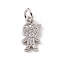 Brass Micro Pave Clear Cubic Zirconia Boy Charms, with Open Jump Rings, Cadmium Free & Lead Free, Platinum, 12.5x7x1.5mm, Jump Ring: 4.5x0.7mm, Inner Diameter: 3mm