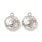 Rack Plating Alloy Charms, Cadmium Free & Lead Free, Flat Round with Crown & Word Queen, Platinum, 13x11x5mm, Hole: 1.4mm