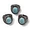 Synthetic Turquoise Oval Adjustable Rings, Lead Free & Cadmium Free, Red Copper Plated Brass Finger Rings for Women Men, 24.4mm, Inner Diameter: 19.2mm