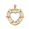 Brass Micro Pave Cubic Zirconia Pendants, Cadmium Free & Lead Free, Heart Charms, Platinum & Golden, 26x25.5x3mm, Hole: 5x3.5mm