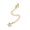 Brass Micro Pave Cubic Zirconia Ends with Chains, Cadmium Free & Nickel Free & Lead Free, Star, Real 18K Gold Plated, 73mm, Hole: 2.5mm