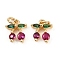 Brass Micro Pave Cubic Zirconia Pendants, Cherry Charms, with Jump Ring, Real 18K Gold Plated, 9x9x2.5mm