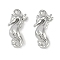 Brass Micro Pave Cubic Zirconia Charms, Cadmium Free & Nickel Free & Lead Free, Sea Horse, Platinum, 14.5x7x4mm, Hole: 1.2mm