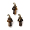 Natural Tiger Eye Mushroom Pendants, with Alloy Witch Hat, Antique Bronze, 31~31.5x15~15.5mm, Hole: 1.5x2mm