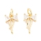 Brass Micro Pave Cubic Zirconia Pendants, Cadmium Free & Nickel Free & Lead Free, with Jump Ring, Bowknot, Clear, Real 18K Gold Plated, 12x7.5x2.5mm