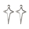 201 Stainless Steel Pendants, Hollow Star Charms, Stainless Steel Color, 16.5x9x0.5mm, Hole: 1.2mm