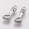 Brass Micro Pave Cubic Zirconia Pendants, Fist, Platinum, 14.5x6x2.5mm, Hole: 2mm