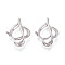 925 Sterling Silver Micro Pave Clear Cubic Zirconia Pendant Claw Cabochon Settings, Teardrop, Platinum, Tray: 13x9mm, 23.5x19.5x9mm, Hole: 6x3mm