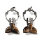 Natural Tiger Eye Whale Tail Big Pendants, Rack Plating Antique Silver Plated Alloy Fish Ring Charms, Cadmium Free & Lead Free, 56~57x29x12.5~13mm, Hole: 6.5x6mm