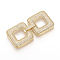 Brass Micro Pave Cubic Zirconia Fold Over Clasps, Cadmium Free & Lead Free, Square, Golden, 50x24x5mm, Hole: 11x11mm