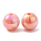 Iridescent ABS Plastic Beads, Round, Salmon, 12x11.5mm, Hole: 2mm