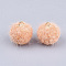 Polyester Covered Pendants, with CCB Plastic Findings, Round, Golden, Light Salmon, 16~19x15~17mm, Hole: 1.6mm