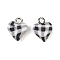 Handmade Polymer Clay Charms, Heart, with Platinum Tone Iron Loops, Light Grey, 13x10x6mm, Hole: 2mm