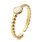 304 Stainless Steel Enamel Open Cuff Rings for Women, Real 18K Gold Plated, 6mm, Inner Diameter:  Adjustable