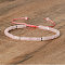 Natural Rose Quartz Beaded Braided Bracelets, Adjustable Women's Bracelets, Inner Diameter: 16cm, Bead: 4~4.5x2~2.5mm