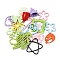 Spray Painted Alloy Pendants, Mixed Shapes, Mixed Color, 17.5~44.5x15~31x1~13mm, Hole: 1~2.5mm
