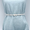 White Plastic Imitation Pearl Beaded Stretch Waist Chains, with Alloy Clasps, Platinum, Bowknot, 650mm