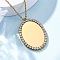 304 Stainless Steel Micro Pave Cubic Zirconia Pendant Necklaces for Women, Ion Plating(IP), Golden, Oval, 17.68 inch(44.9cm)