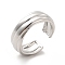 Non-Tarnish 304 Stainless Steel Grooved Open Cuff Ring for Women, Stainless Steel Color, US Size 6 3/4(17.1mm)