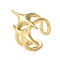 Brass Open Cuff Ring, Cadmium Free & Lead Free, Star, Real 16K Gold Plated, Inner Diameter: 19mm