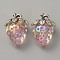 Transparent Acrylic Pendants, AB Color, Strawberry Charm, Misty Rose, 31.5x23x16.5mm, Hole: 2.4mm