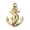PVD Vacuum Plating 316 Stainless Steel Pendants, with Natural Amethyst, Anchor, Real 18K Gold Plated, 23x15.5x3mm, Hole: 1.8mm