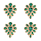 FINGERINSPIRE 4PCS Hotfix Rhinestone Applique Emerald Teardrop Shape Rhinestone Appliques Wedding Bridal Crystal Patches Fancy Beaded Flower Patch Women Fashion for Gifts Clothing Costume Decoration