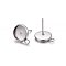Non-Tarnish 304 Stainless Steel Stud Earring Settings, with Loop, Flat Round, Stainless Steel Color, Tray: 10mm, 14.5x12x2mm, Hole: 1.8mm, Pin: 0.8mm