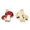 Autumn Theme Alloy Enamel Pendants, Cadmium Free & Lead Free, Double Mushroom, Light Gold, Red, 19.5x18x2.5mm, Hole: 2.5mm