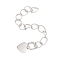 Brass Chain Extender, with Heart Charms, Platinum, 60mm